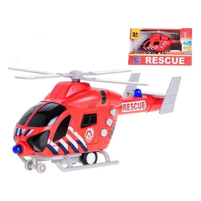 Mikro-Trading Helikoptéra hasiči, na setrvačník a baterie, se světlem a zvukem, 20 cm