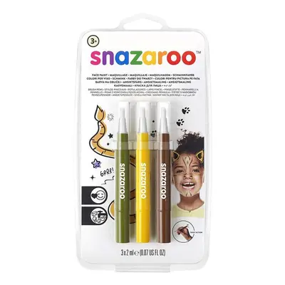 SNAZAROO Barvy na obličej s aplikátorem Brush Pen Jungle 3ks