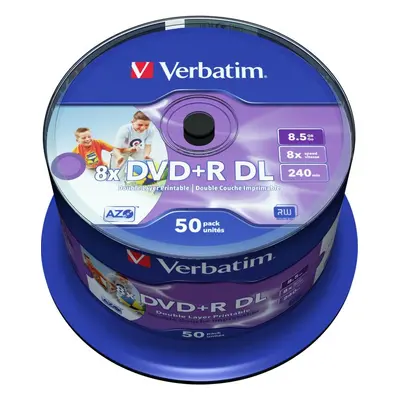 Média VERBATIM DVD+R DL DataLifePlus 8,5GB, 8x, printable, spindle 50 ks