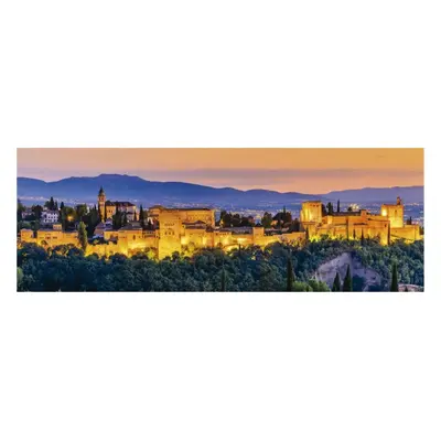 EDUCA Panoramatické puzzle Západ slunce ve Španělsku: Alhambra, Granada 1000 dílků