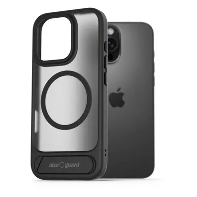 Kryt na mobil AlzaGuard Matte Case with Stand Compatible with MagSafe for iPhone 16 Pro Max čern