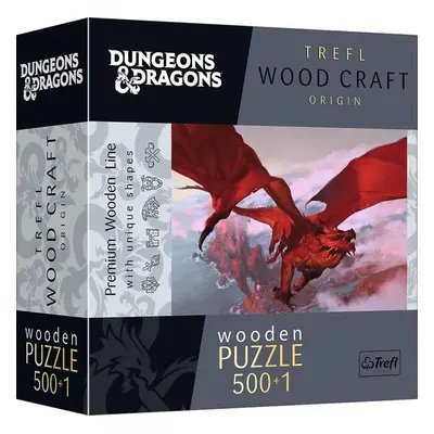 Dřevěné puzzle Trefl Wood Craft Origin puzzle Dungeons&Dragons: Starověký červený drak 501 dílků