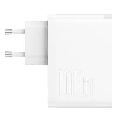 Baseus GaN5 Pro rychlonabíjecí adaptér USB-C + USB-A 100W bílá