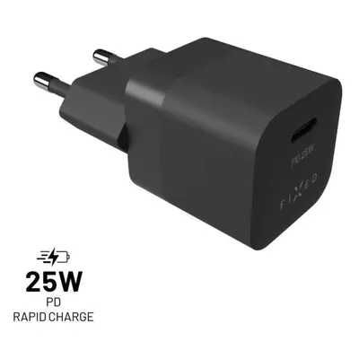 Nabíječka do sítě FIXED PD Rapid Charge Mini s USB-C výstupem a podporou PD 25W černý