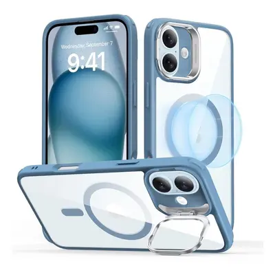 ESR Classic Hybrid Case with Stash Stand (HaloLock), Compatible with iPhone 16 Plus, Clear Blue 