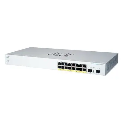 Cisco switch CBS220-16P-2G (16xGbE,2xSFP,16xPoE+,130W,fanless) - REFRESH