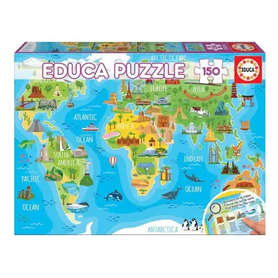 Puzzle Educa Puzzle Mapa se světovými památkami 150 dílků