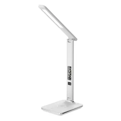 Stolní lampa LED stolní lampička IMMAX KINGFISHER Qi bílá s bezdrátovým nabíjením Qi a USB