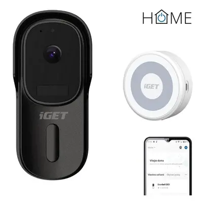 Videozvonek iGET HOME Doorbell DS1 Black + Chime CHS1 White - set videozvonku a reproduktoru