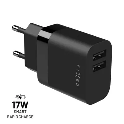 Nabíječka do sítě FIXED Smart Rapid Charge s 2xUSB výstupem 17W černá