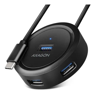 USB Hub AXAGON HUE-P1C ROUND Hub, USB-C 5Gbps, 4x USB-A, micro USB power IN, USB-C cable 30 cm