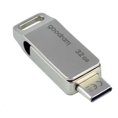 Goodram USB flash disk, USB 3.0, 32GB, ODA3, stříbrný, ODA3-0320S0R11, USB A / USB C, s otočnou 