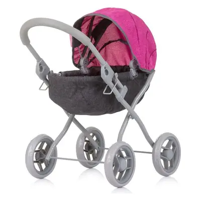 CHIPOLINO Hluboký kočárek pro panenky Daisy Grey/Pink linen