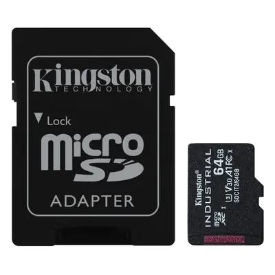 Paměťová karta Kingston MicroSDXC 64GB Industrial + SD adaptér