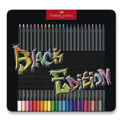 Pastelky FABER-CASTELL Black Edition v plechu, 24 barev