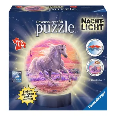 RAVENSBURGER 3D Svítící puzzleball Kůň na pláži 72 dílků