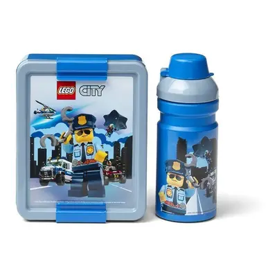 Svačinový box LEGO City svačinový set (láhev a box) - modrá