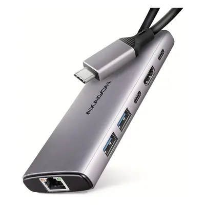 Replikátor portů AXAGON HMC-6G2L 6-in-1 Hub, USB-C 10Gbps, 2x USB-A, 1x USB-C, HDMI 4k/60Hz, RJ-