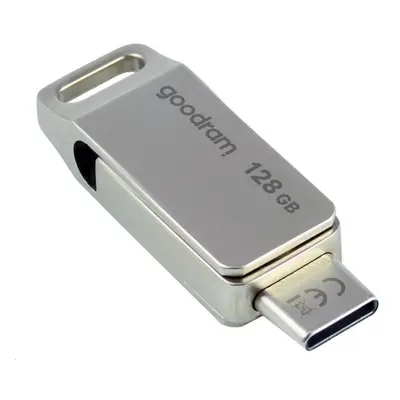 Goodram USB flash disk, USB 3.0, 128GB, ODA3, stříbrný, ODA3-1280S0R11, USB A / USB C, s otočnou