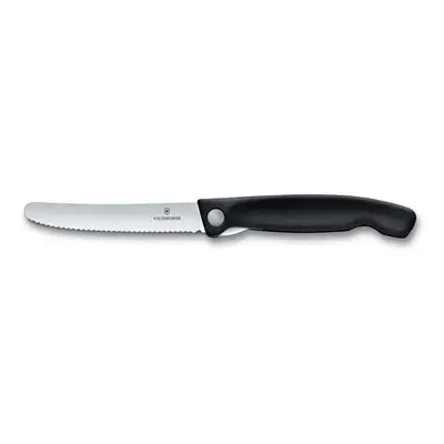 Kuchyňský nůž Victorinox skládací svačinový nůž Swiss Classic, černý, vlnkované ostří 11cm