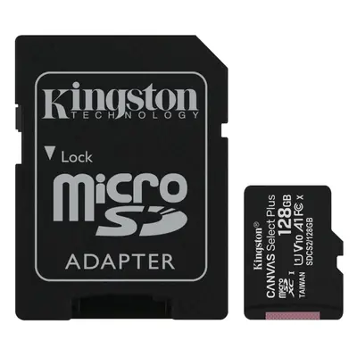 Paměťová karta Kingston MicroSDXC 128GB Canvas Select Plus + SD adaptér