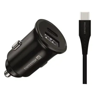 Nabíječka do auta Swissten CL adapér pro Samsung Super Fast Charging 25W + kabel USB-C/USB-C 1.2