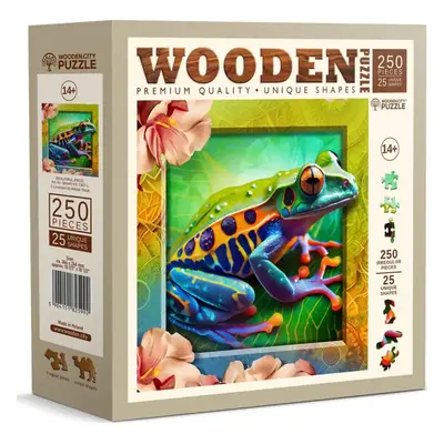 WOODEN CITY Dřevěné puzzle Barevná žabka 250 dílků