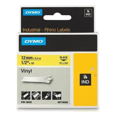 TZ páska DYMO vinylová páska Rhino D1 12 mm × 5,5 m, černá na žluté