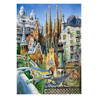 Puzzle Educa Miniaturní puzzle Koláž z díla A.Gaudí 1000 dílků