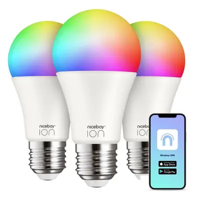 LED žárovka Niceboy ION SmartBulb RGB E27, 12 W, set 3 ks