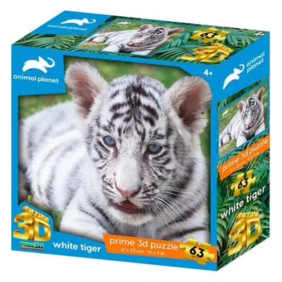 PRIME 3D Puzzle Animal planet: Bílý tygr 3D 63 dílků