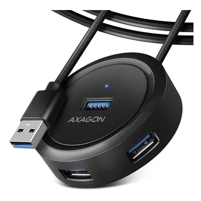 USB Hub AXAGON HUE-P1AL ROUND Hub, USB-C 5Gbps, 4x USB-A, micro USB power IN, USB-A cable 1.2 m