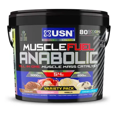 Gainer USN Muscle Fuel Anabolic Variety pack (Čokoláda, Jahoda, Vanilka a Cookies & Cream) 4kg