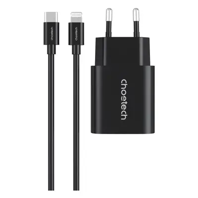 Nabíječka do sítě ChoeTech PD20W Type-C Wall Charger + MFi USB-C to Lightning Cable, black