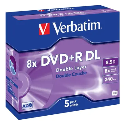 Média VERBATIM DVD+R DL AZO 8,5GB, 8x, jewel case 5 ks