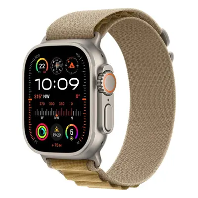 Chytré hodinky Apple Watch Ultra 2 49mm Přírodní titan s žlutohnědým alpským tahem - Large