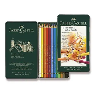 Pastelky Pastelky FABER-CASTELL Polychromos v plechovové krabičce, 12 barev