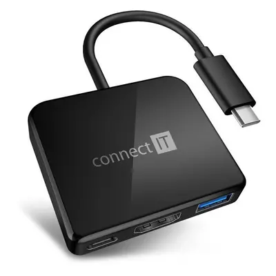 Replikátor portů CONNECT IT CHU-7050-BK USB-C hub 3v1 (USB-C, USB-A, HDMI), black