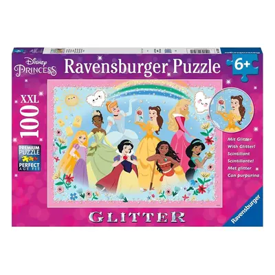 RAVENSBURGER Třpytivé puzzle Disney princezny: Silné, krásné a neuvěřitelně odvážné XXL 100 dílk