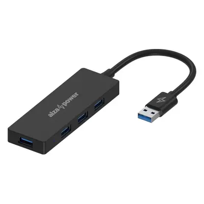 USB Hub AlzaPower FlatCore USB-A (M) na 4x USB-A 3.0 (F) černý