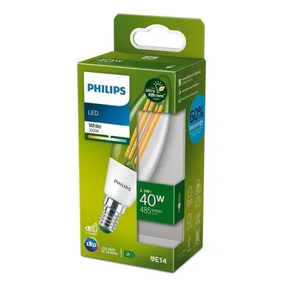 Philips 8719514435759 LED filamentová žárovka 1x2,3W/40W | E14 | 485lm | 3000K - čirá, Ultra Eff