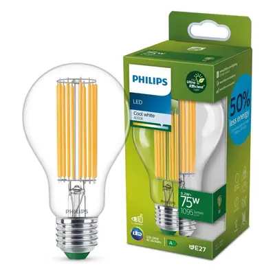 Philips 8719514435698 LED filamentová žárovka 1x5,2W/75W | E27 | 1535lm | 4000K - čirá, Ultra Ef