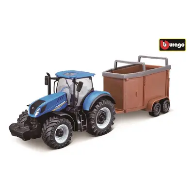 Bburago 1:50 Farm Traktor New Holland s vlečkou pro koně