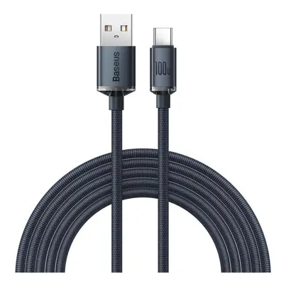 Datový kabel Baseus Crystal Shine Series nabíjecí / datový kabel USB-A / USB-C 100W 2m, černá