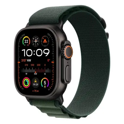 Chytré hodinky Apple Watch Ultra 2 49mm Černý titan s tmavě zeleným alpským tahem - Large