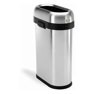 Odpadkový koš Simplehuman pro obchodní prostory – 50 L, SLIM, otevřený, kartáčovaný nerez