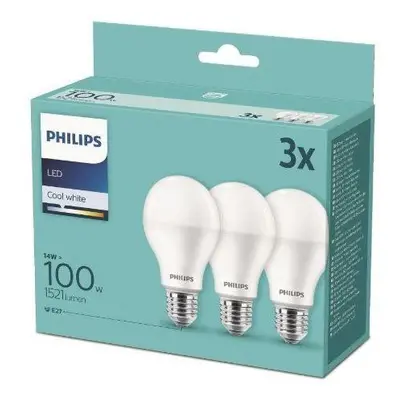 LED žárovka Philips LED 14-100W, E27 4000K, 3ks