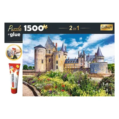 Puzzle Trefl Sada 2v1 puzzle Zámek Sully-sur-Loire, Francie 1 500 dílků s lepidlem