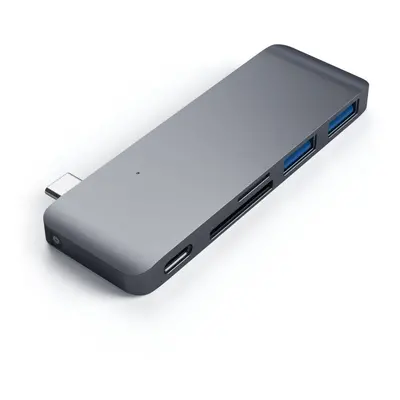 Replikátor portů Satechi Aluminium Type-C Passthrough USB Hub (3x USB 3.0,MicroSD) - Space Grey