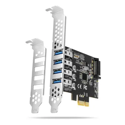 Řadič AXAGON PCEU-43RS, 4x USB 3.2 Gen 1 port, 5 Gbps, PCIe card, DUAL power, SP & LP